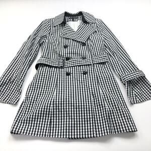 White House Black Market Small Trench Coat Double Breasted Button Jacket READ